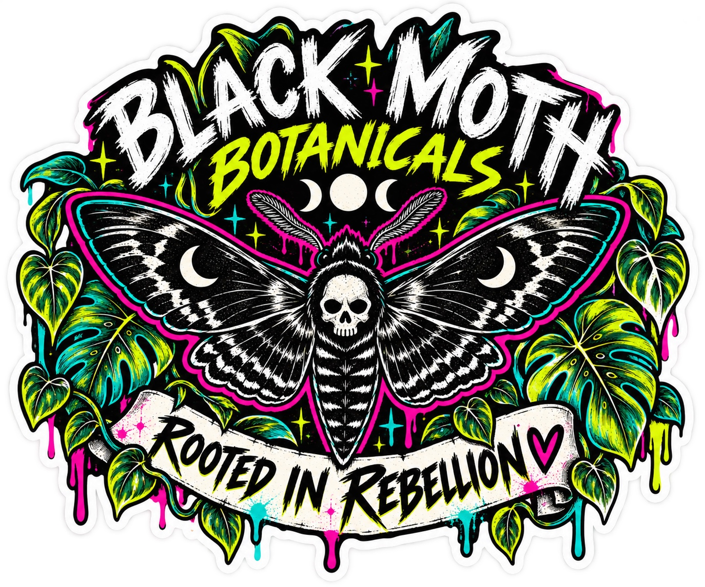 Rooted in Rebellion matte vinyl sticker from the Black Moth merch store